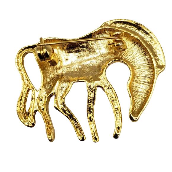 Gold Tone Zebra Brooch Safari Animal Pin Vintage Small Zoo Jungle Jewelry - Picture 3 of 4